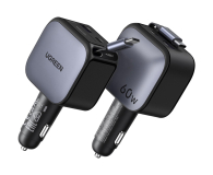 UGREEN Ładowarka samochodowa EC602USB-C + USB60W z kablem szara - 1416998 - zdjęcie 2